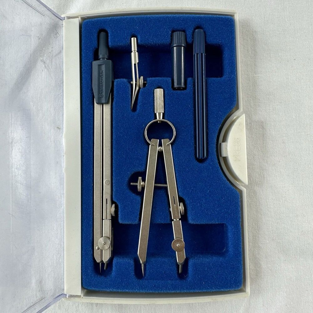 Staedtler Mars Superbow Drawing Instrument‎ Set  5 Piece Vintage Drafting Case